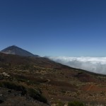 Peak of Mount Teide and cloud cover.