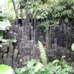 Wooden statues inside the Eden Project.